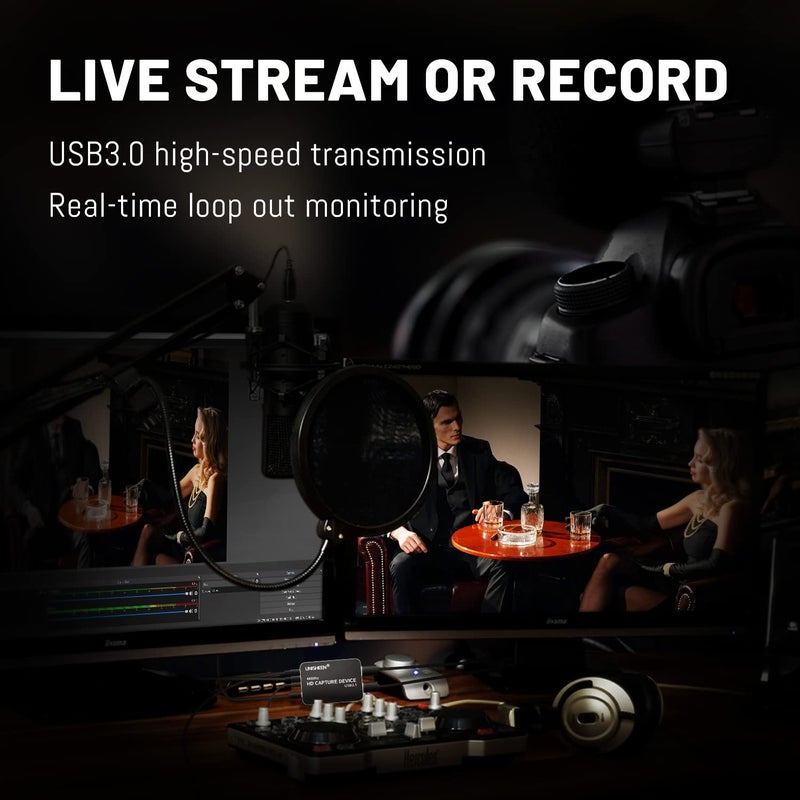 UNISHEEN USB 3.0 Game Capture Card 4K HDMI Video Adapter Card, Broadcast Live Stream and Record, HDMI to USB 3.0 Dongle HD 1080P Live Streaming Video Game Grabber Converter - Image 2